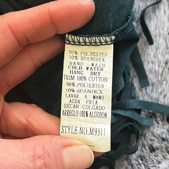 EUC Monoreno Teal Lace Fringe Midi Dress Overlay Sheath 3/4 Sleeve Medium Boho - Picture 15 of 15